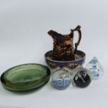 A Mason's Ironstone bowl, a Shelley Bowl, a copper lustre jug, three Caithness paperweights, a set