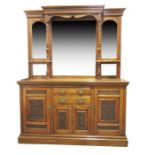 A large Victorian walnut mirror backed sideboard