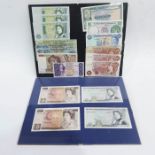 English Banknotes, de-commissioned, to include one, five and ten pound notes, ten Shilling notes;
