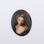 An Italian oval portrait miniature on porcelain, P