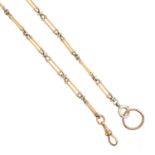 An Edwardian 9ct gold and platinum Albert chain