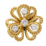 A 1970s 18ct gold diamond floral dress ring