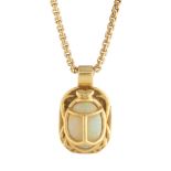 An opal scarab beetle pendant, with chain