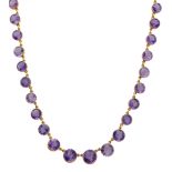 A late Victorian gold, amethyst riviere necklace