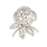 A mid 20th century platinum diamond flower brooch