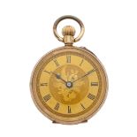 A late 19th century 9ct gold fob watch