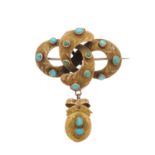 A late Victorian gold turquoise brooch