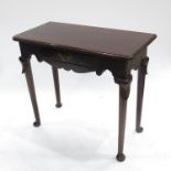 A George III mahogany side table, circa 1790, moulded top, single frieze drawer, shaped apron,