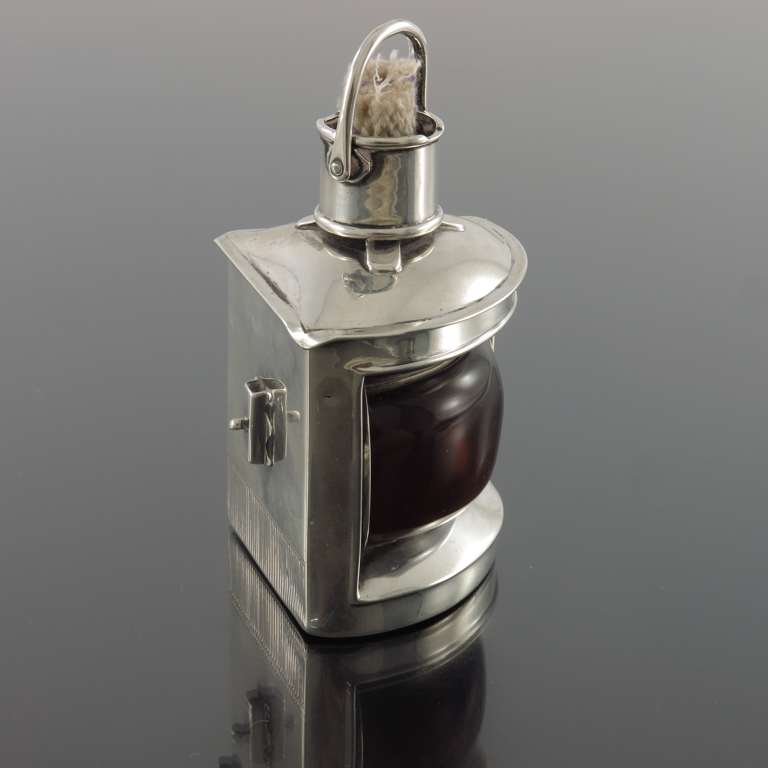 A Victorian silver novelty cigar lighter in the form of a ship's lantern, Lawrence Emanuel, - Image 3 of 4