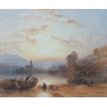 William Leighton Leitch (British, 1804-1883), Highland Loch, Sunset, signed and dated 1872 l.r.,