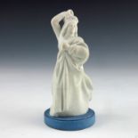 John Flaxman for Wedgwood, a cream and blue jasper ware chess piece, designed circa 1783, modelled