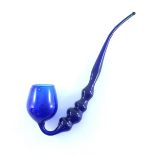 A Victorian Nailsea blue glass pipe