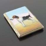 A gilt and enamelled cigarette case