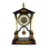 Johan Stark, a 19th Century wooden bracket clock, gilt metal urn finial, pediment, white enamel