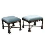 A pair of Chinese Chippendale design footstools, e