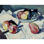 William Walker Telfer F.I.A.L. (Scottish, 1907-1993), still life of fruit in and beside a bowl,