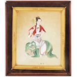 China (19th century), a woman seated on a mythical