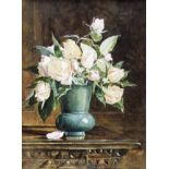 Violet Lindsay, Duchess of Rutland (British, 1856-1937), still life of roses in a vase on a