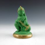 John Bell for Minton, a green and gilded Parian pawn chess piece, circa 1851, modelled as an