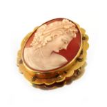 A Revivalist 9ct gold mounted shell cameo brooch