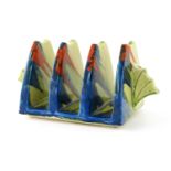 Clarice Cliff for Newport Pottery, a Delicia three division toast rack