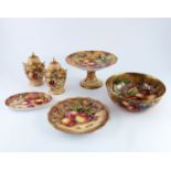 A collection of fruit painted porcelain, by various Worcester artists