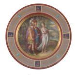 An early 20th Century Vienna cabinet plate, painted with Wysses and Venus, signed Knoullez, raised