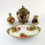 A collection of Royal Worcester rose painted ware