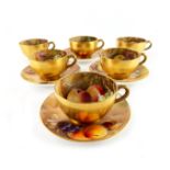 Ricketts for Royal Worcester, a fruit painted part tea set