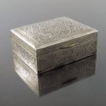 An Egyptian silver cigar box