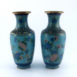 A pair of late 19th Century Chinese cloisonne baluster vases, each decorated with acanthus leaf