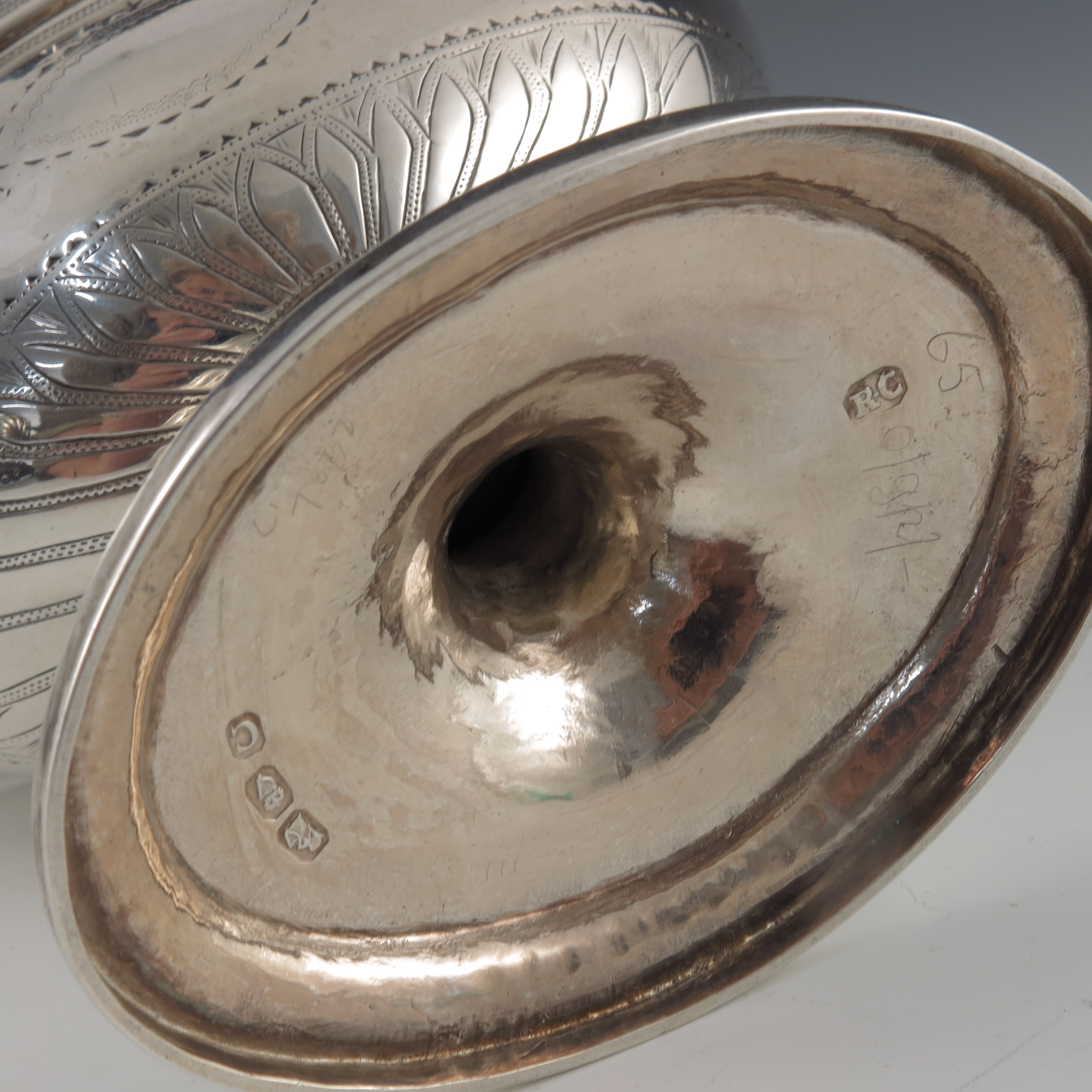 A George III Irish silver sugar basket, Dublin 1799, bright cut decorated pedestal boat form with sw - Image 2 of 2