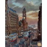 Steven Scholes (British, 1952), Oxford Street, Manchester, 1938, signed l.l., titled verso, oil on