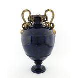 Alfred Stevens for Minton, a majolica snake vase