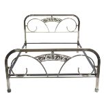 An Art Deco chrome bed headboard and footboard