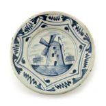 Delft charger, painted with windmill,