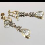 A pair of early 20th century gold, aquamarine and diamond drop earrings