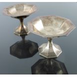 A pair of George V silver pedestal dishes, Elkington and Co., Birmingham 1911