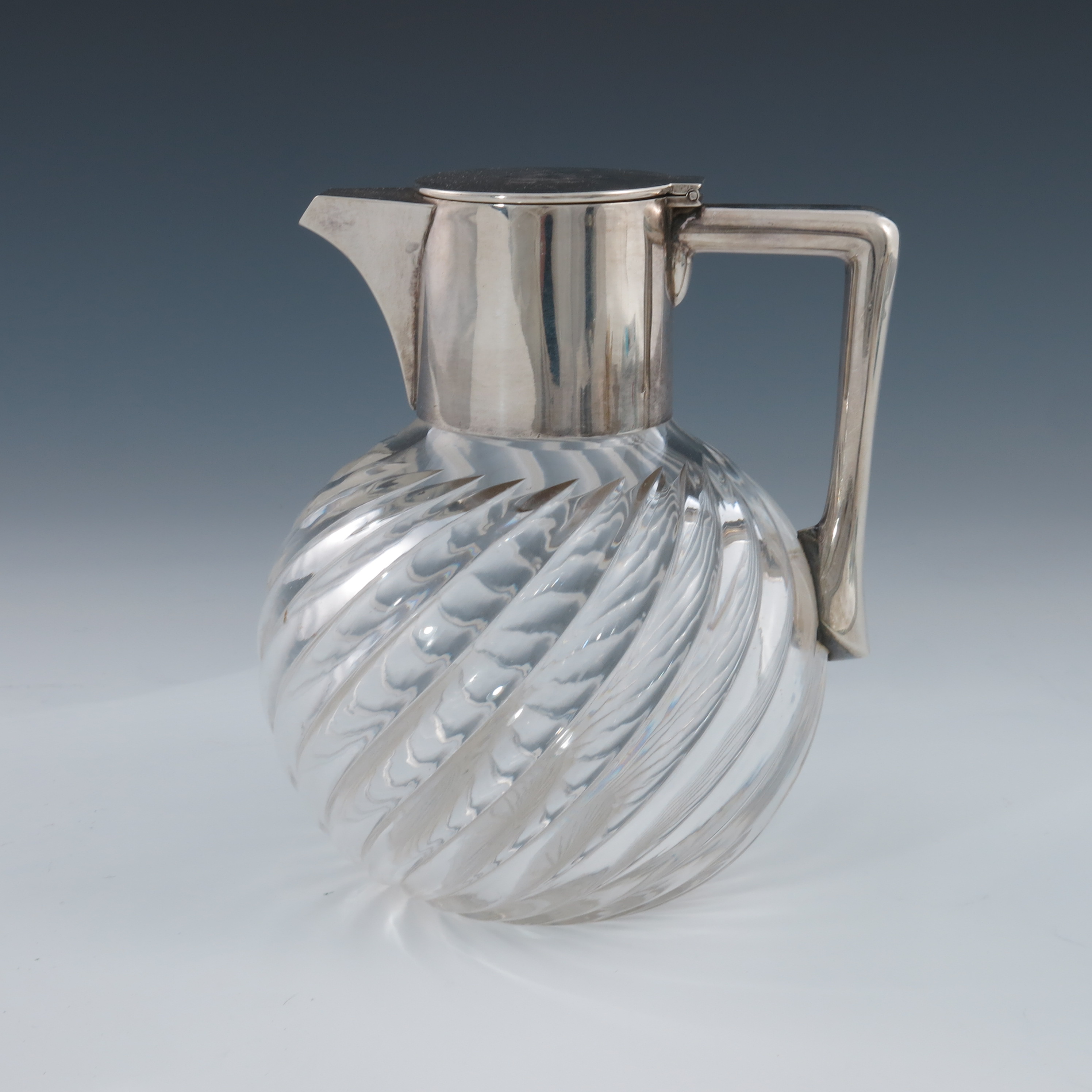 A Victorian silver and glass claret jug, John Grinsell and Sons, Birmingham 1888 - Image 2 of 4