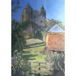 Tom Pomfret (French, 1920-1997), Château de Salignac, signed l.r, mixed media, 60 by 47cm, framed