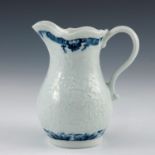 A Worcester blue and white relief moulded jug