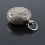 An Edwardian silver sovereign case, Joseph Gloster, Birmingham 1902, foliate chased with fob