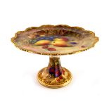 Richard Sebright for Royal Worcester, a fruit painted pedestal comport