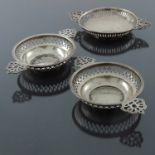 Three Edwardian and George V silver quaiche style bon bon dishes, Mappin and Webb, Birmingham 1911