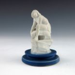 John Flaxman for Wedgwood, a cream and blue jasper ware chess piece, designed circa 1783, modelled