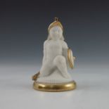 John Bell for Minton, a white and gilded Parian pawn chess piece, circa 1851, modelled as an