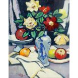 William Walker Telfer F.I.A.L. (Scottish, 1907-1993), Still Life Flowers & Fruit, signed l.l.,