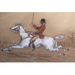 British School (19th century), hunting scenes, monogrammed MG, set of four watercolours, 18 by 26cm,