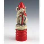 George Tinworth for Doulton, a mouse chess piece, red knight
