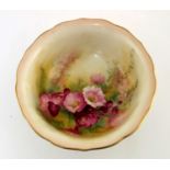 Kitty Blake for Royal Worcester, footed bowl painted with herbaceous garden flowers, signed and